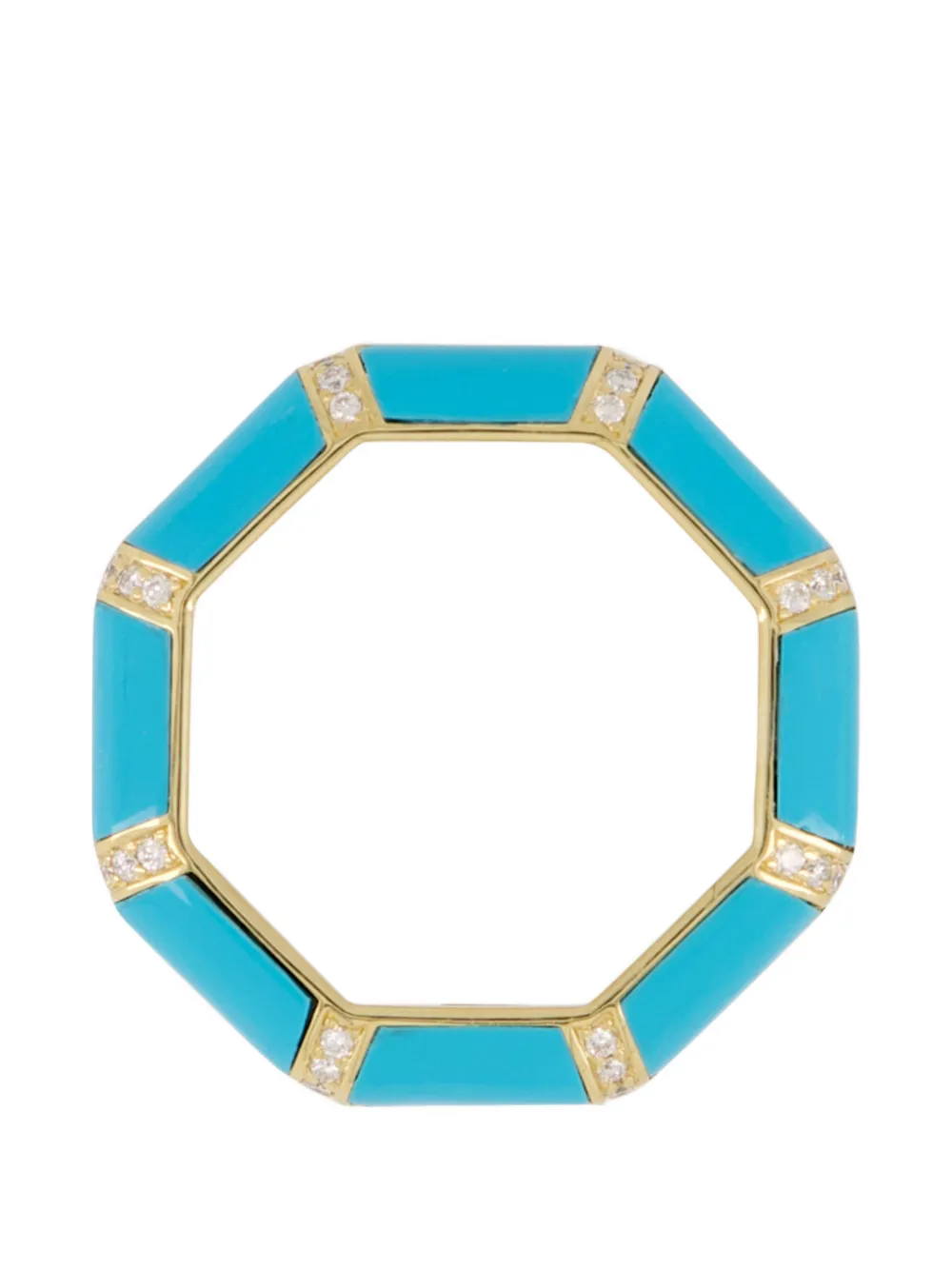L'ATELIER NAWBAR Bamboo diamond and turquoise ring - Oro