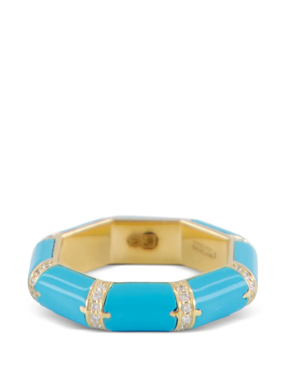 L'ATELIER NAWBAR Bamboo diamond and turquoise ring - Oro