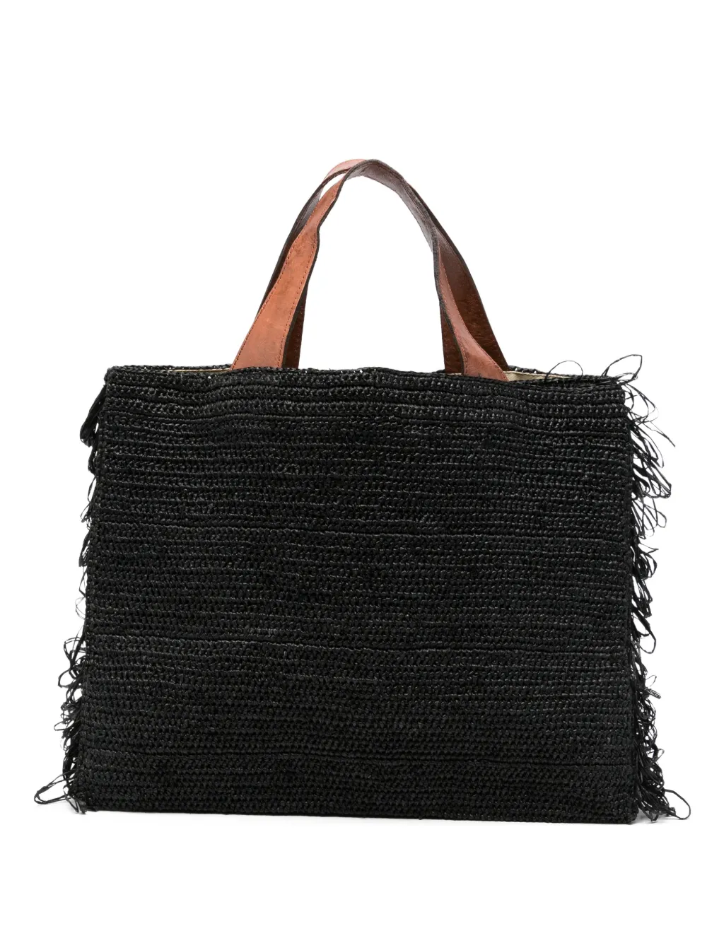 IBELIV Onja raffia fringed tote bag - Nero