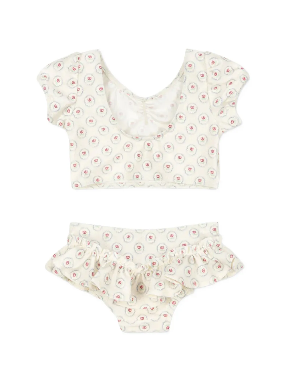  Konges Sløjd Floral-pattern Ruffled Bikini - Neutrals 