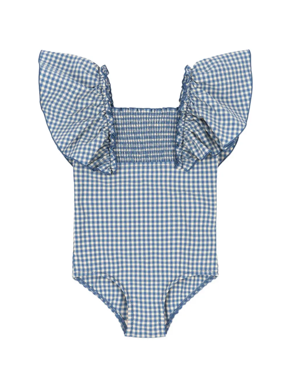 Konges Sløjd ruffled checked swimsuit - Blu