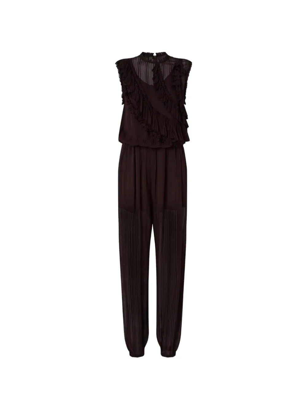 PINKO ruffled pleated jumpsuit - Marrone