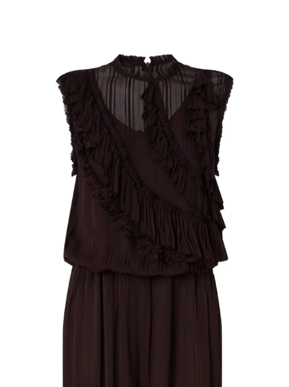  Pinko Ruffled Pleated Jumpsuit - Brown 