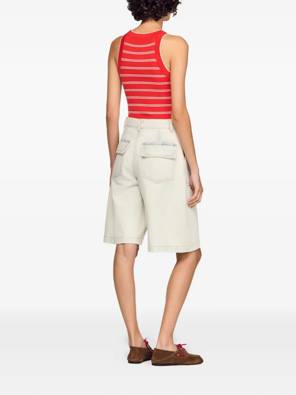  Sandro Faded Denim Shorts - Blue 