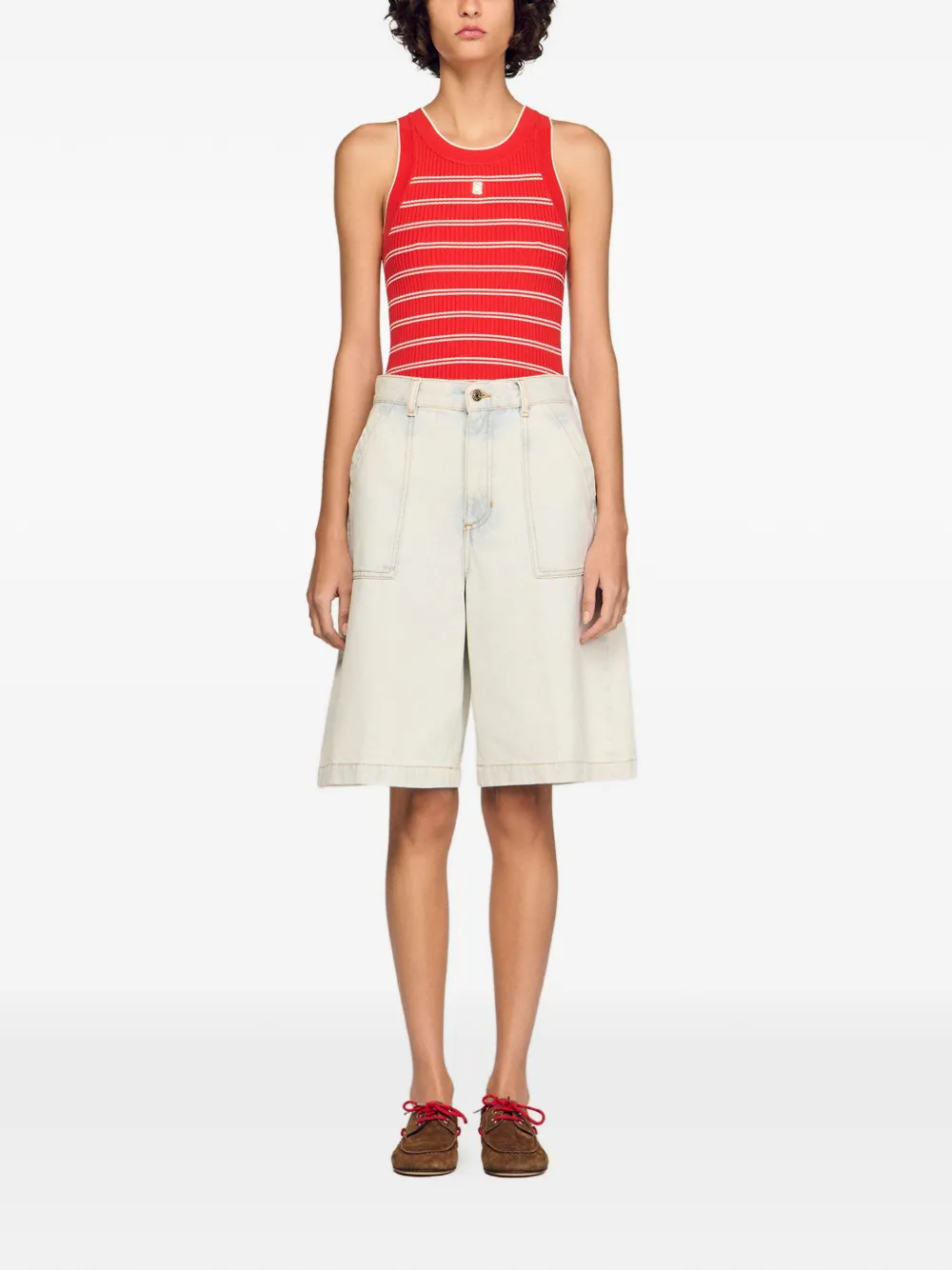  Sandro Faded Denim Shorts - Blue 