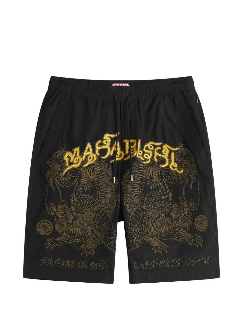 Maharishi tiger dragon print shorts - Nero