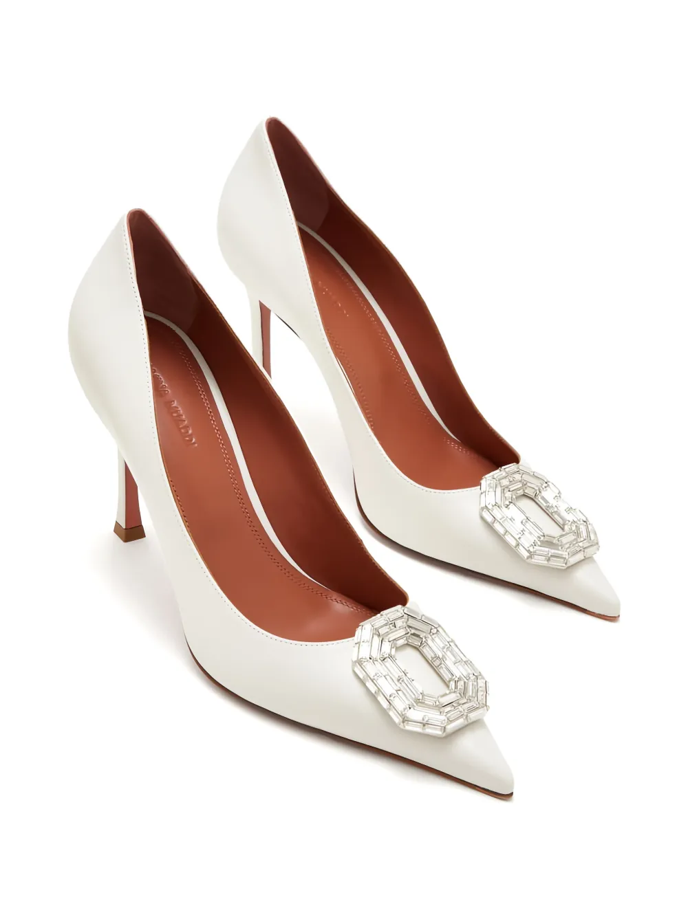 Amina Muaddi Camelia pumps verfraaid met kristallen Wit