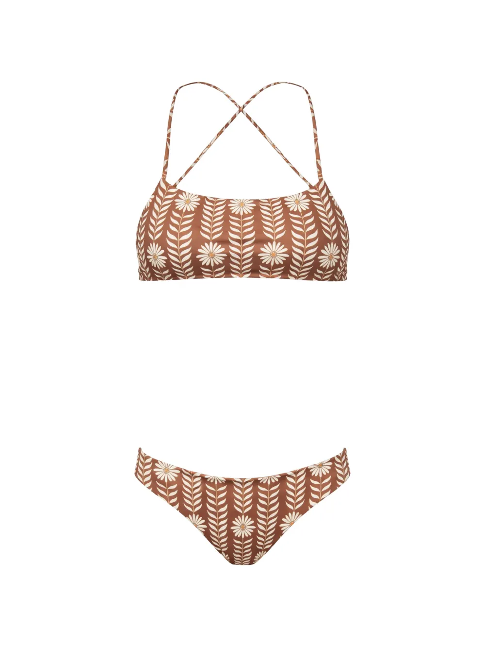 Osklen Daisy floral string swimsuit - Braun