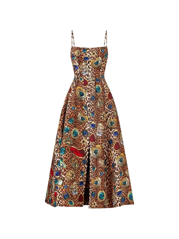 Camilla Nazar Nirvana Flared Skirt Corset Dress | Brown