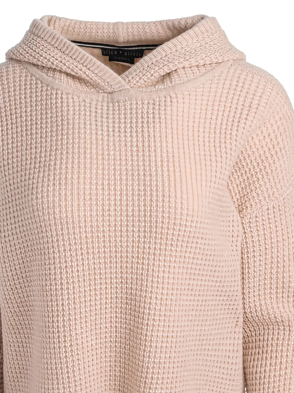  Alice + Olivia Emmanuelle Waffle-knit Hoodie - Neutrals 