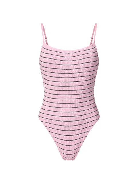 Bond-eye striped swimsuit