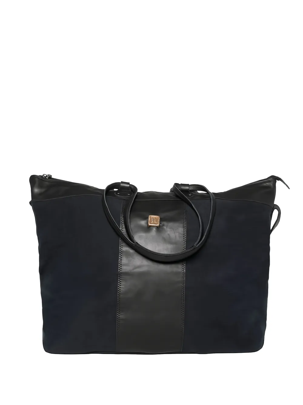 Hannes Roether leather-panelled messenger bag - Nero