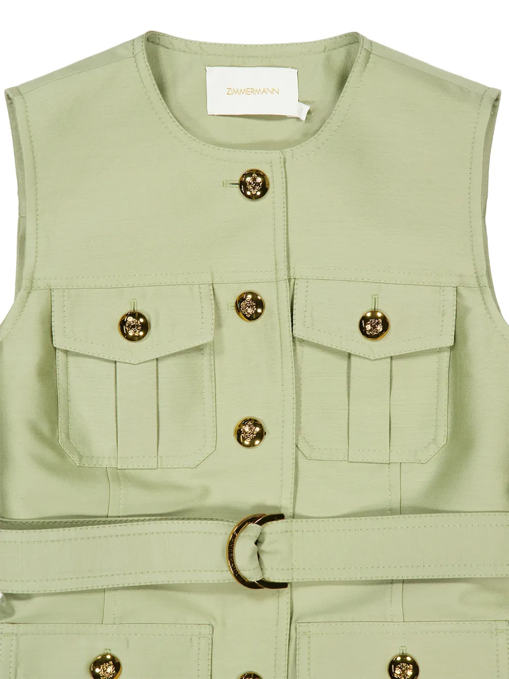  Zimmermann Luna Wool Silk Utility Vest - Green 