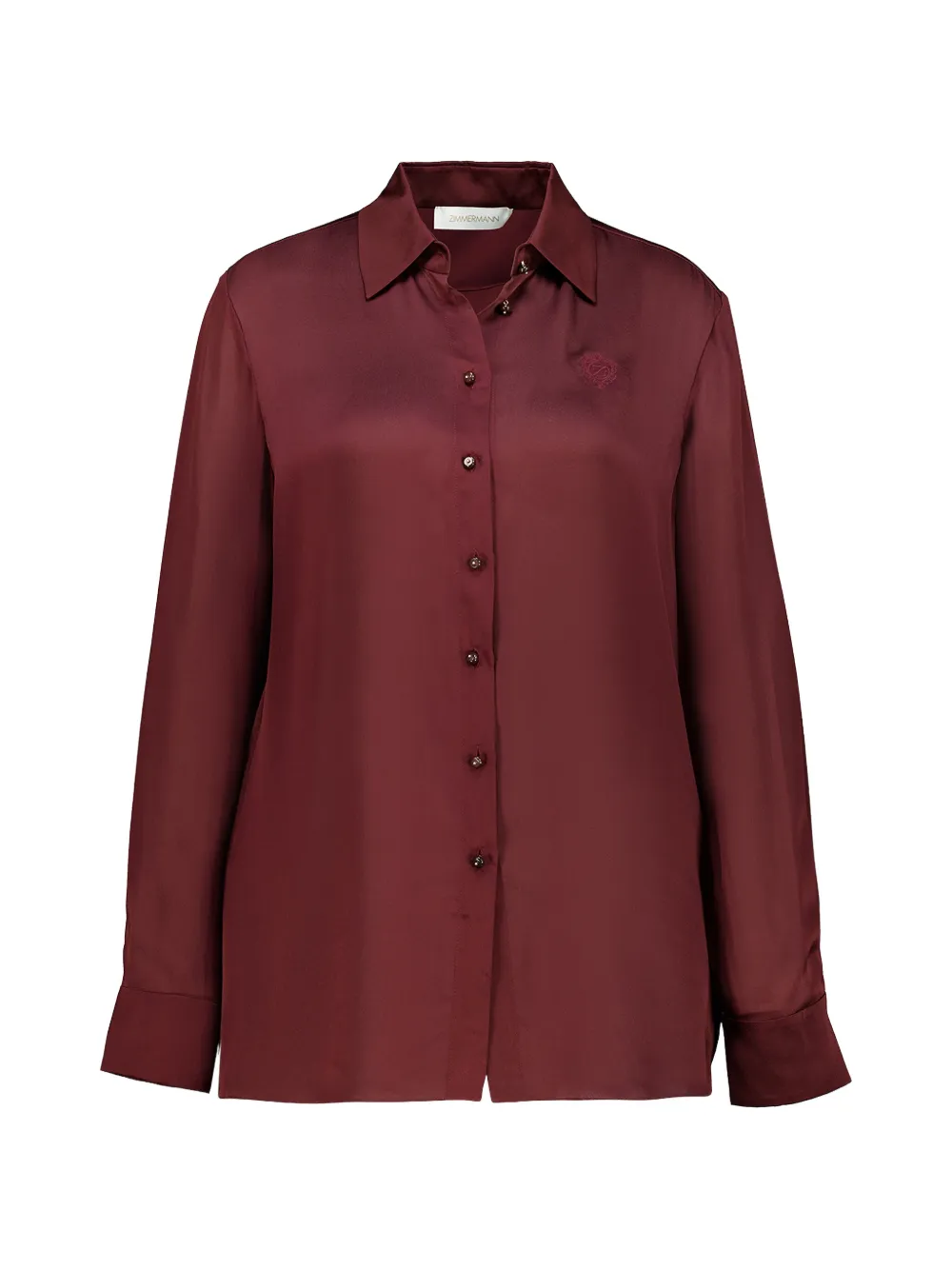 ZIMMERMANN Luna embroidered-detail buttoned shirt - Rosso