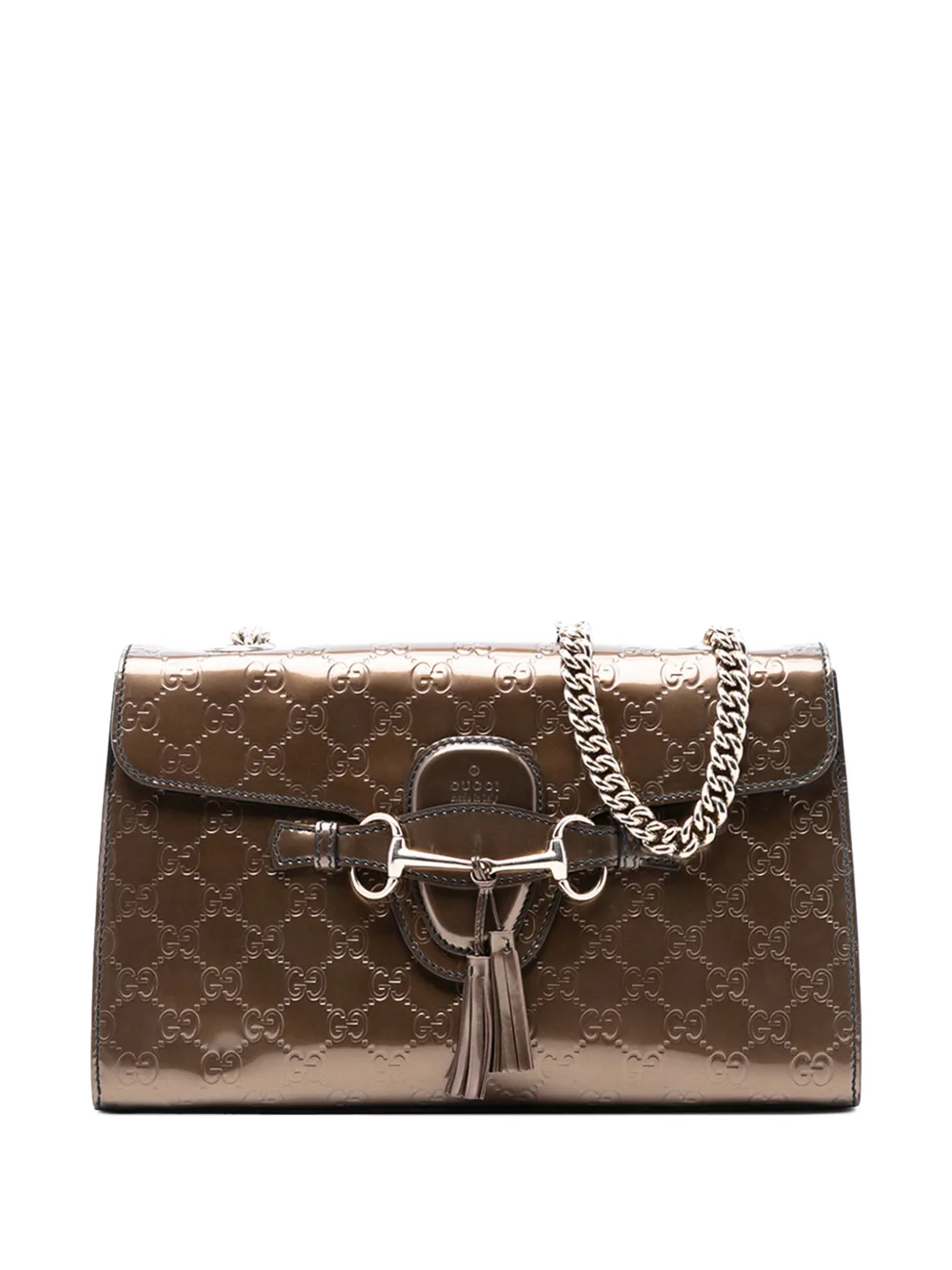 Gucci Pre-Owned 2016-2025 Medium Patent Guccissima Emily shoulder bag - Marrone