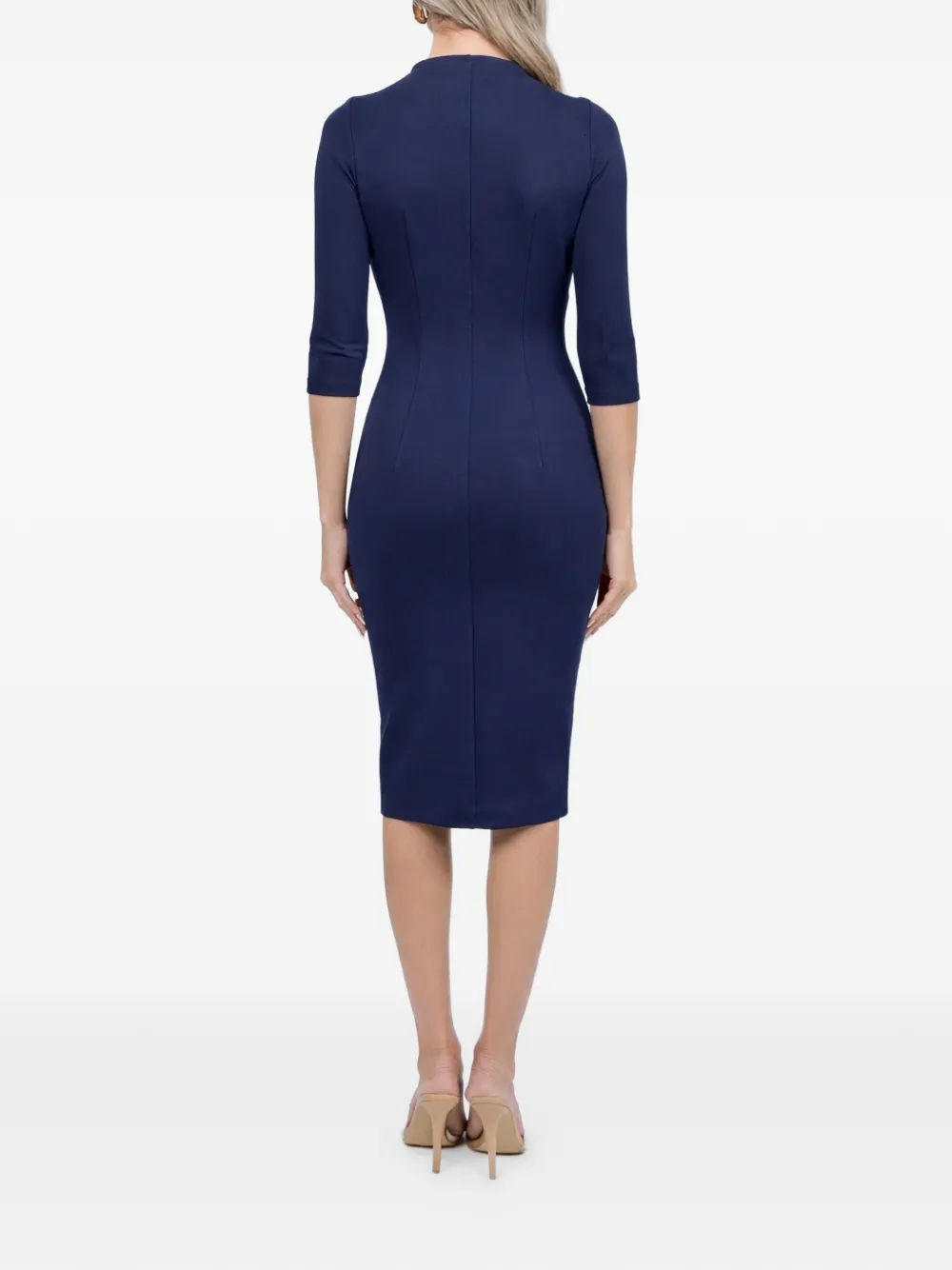 ROSERRY Midi-jurk met V-hals en ritssluiting Blauw