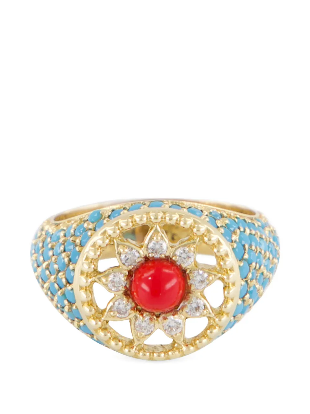 L'ATELIER NAWBAR Arabesque multi-stone pinky ring - Oro