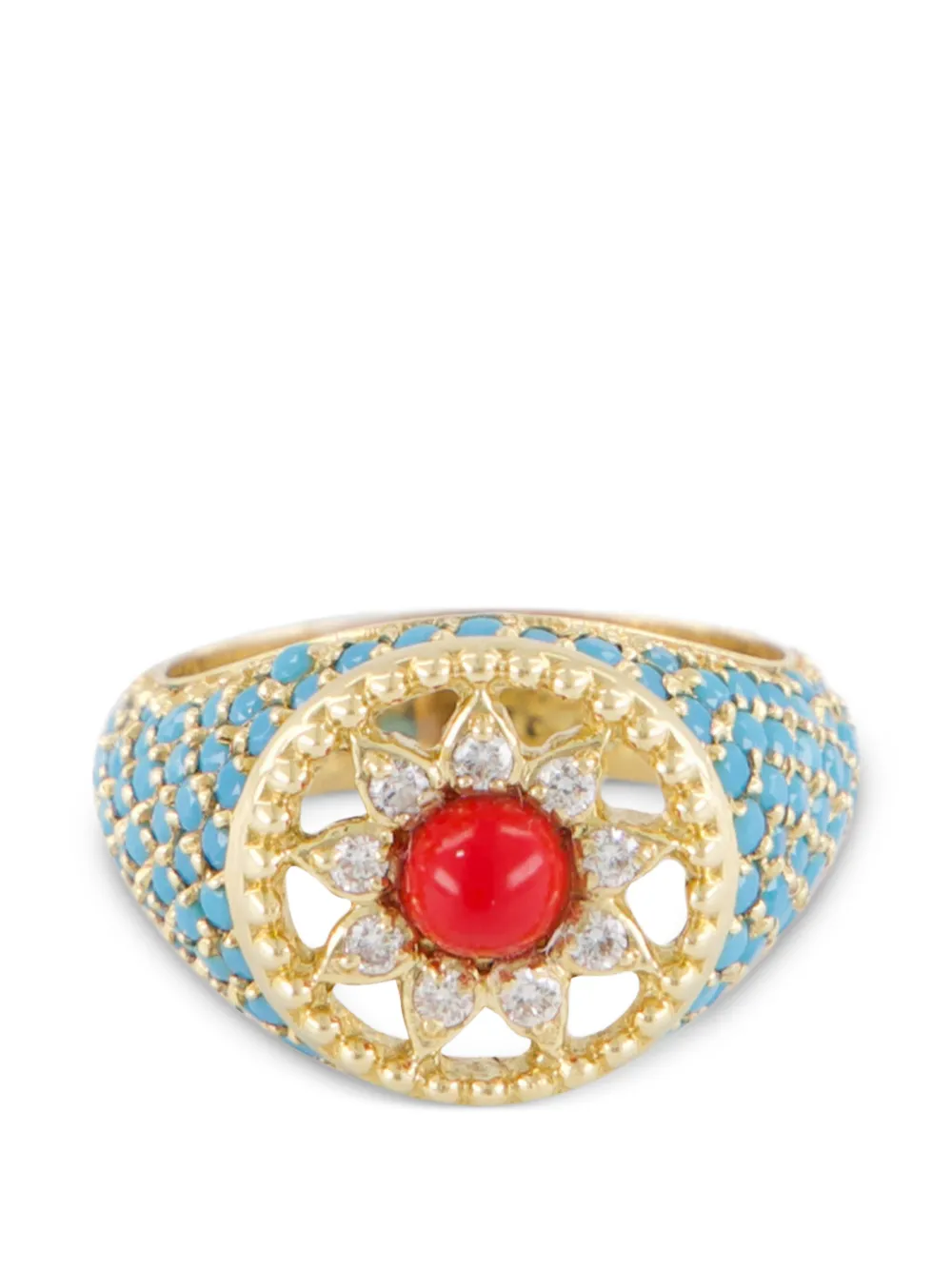 L'ATELIER NAWBAR Arabesque multi-stone pinky ring - Oro