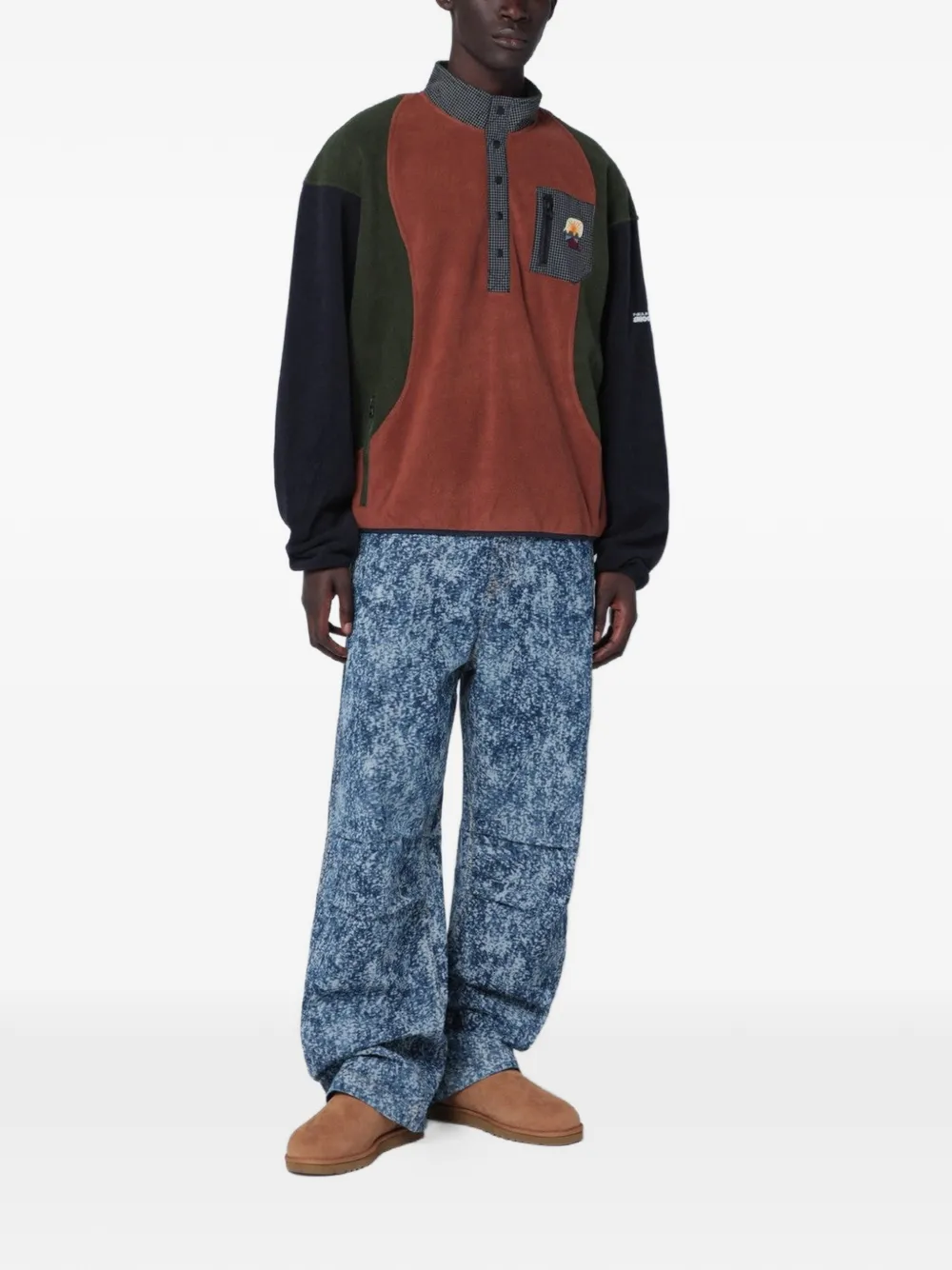 Brain Dead Sweater met colourblocking Bruin
