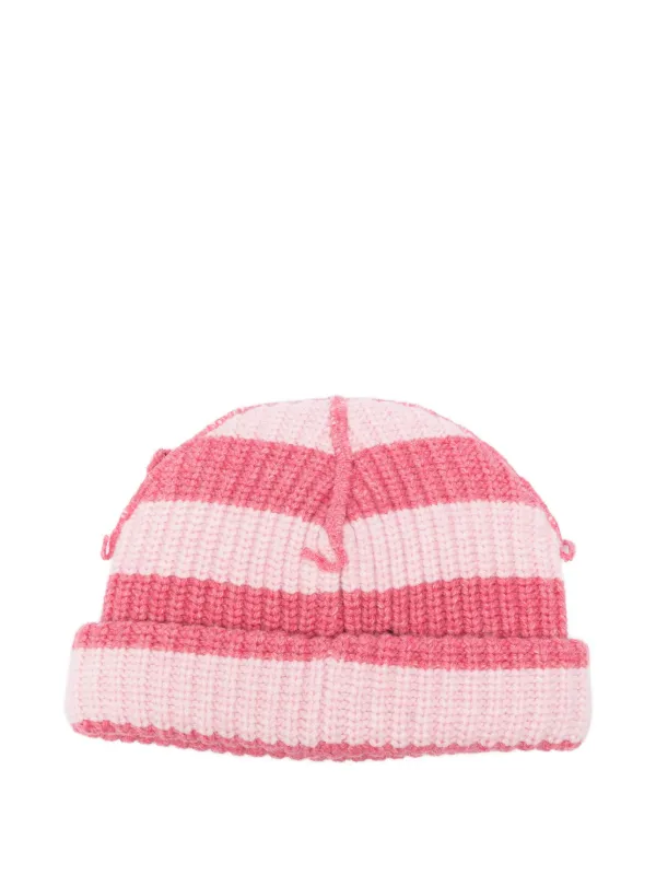 Charles Jeffrey Loverboy Chunky Ears Striped Beanie Hat | Pink