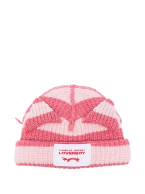 Charles Jeffrey Loverboy Chunky Rabbit Striped Beanie Hat | Red