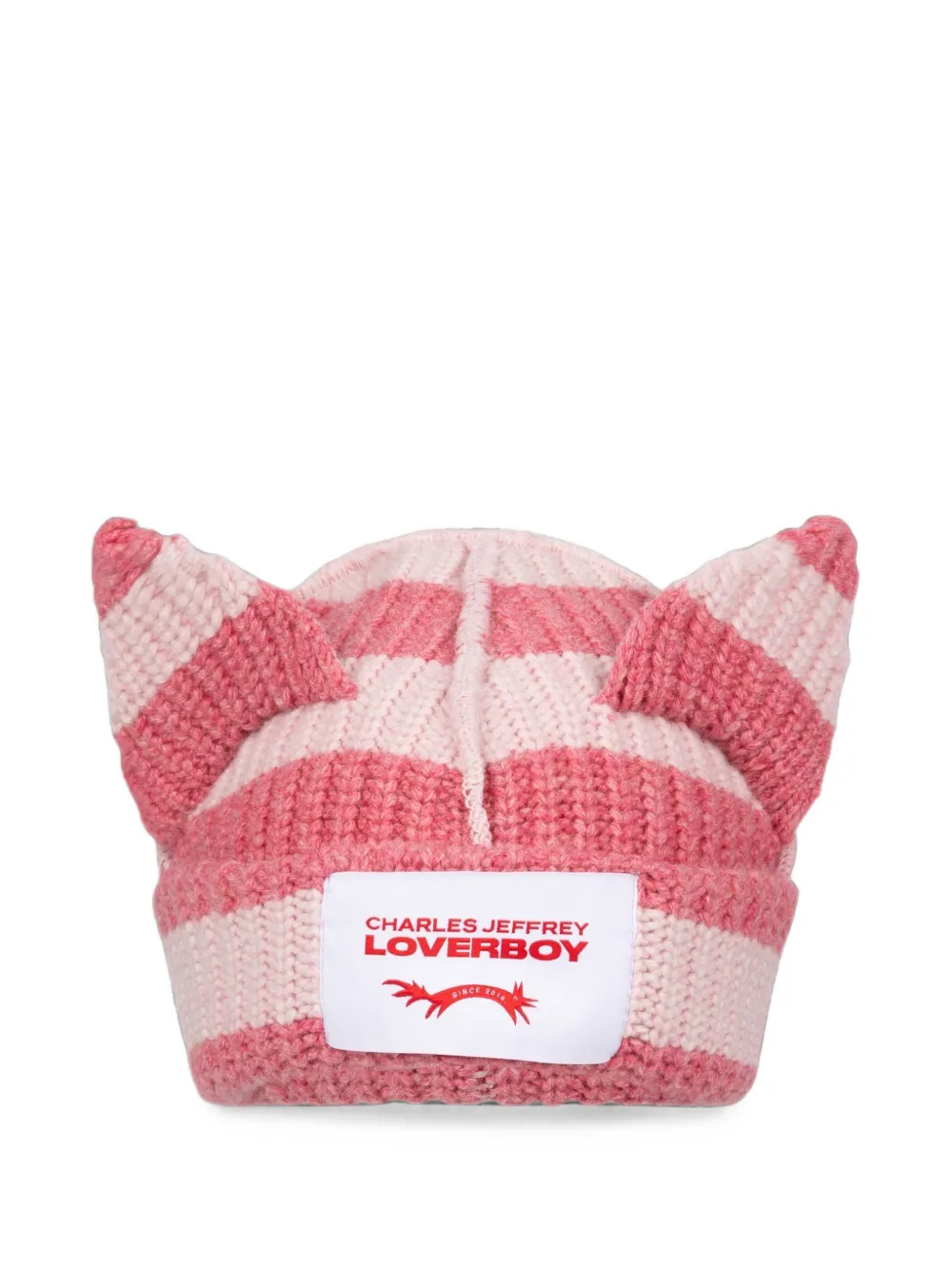 Charles Jeffrey Lover Chunky Ears gestreepte muts Roze