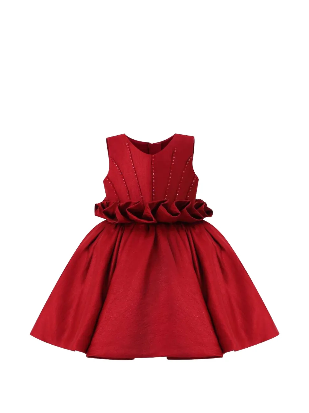 Tulleen ruffled waist formal dress - Red