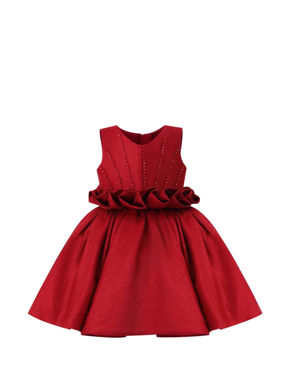 Tulleen ruffled waist formal dress - Red