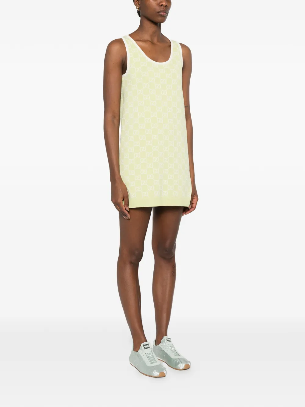 Gucci Gg-motif Mini Dress in Green, view 3