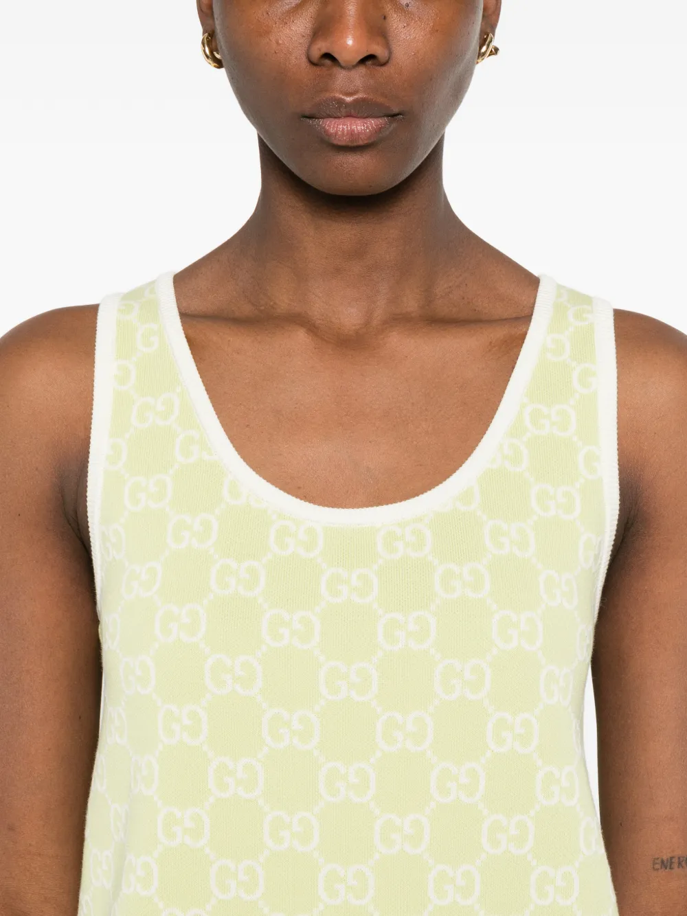 Gucci Gg-motif Mini Dress in Green, view 5