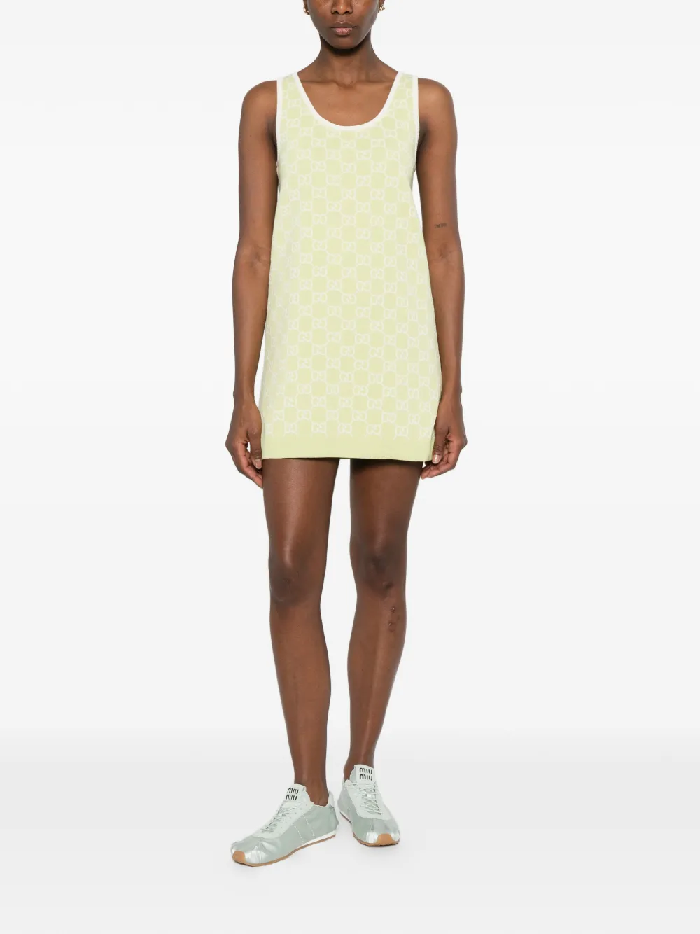 Gucci Gg-motif Mini Dress in Green, view 2