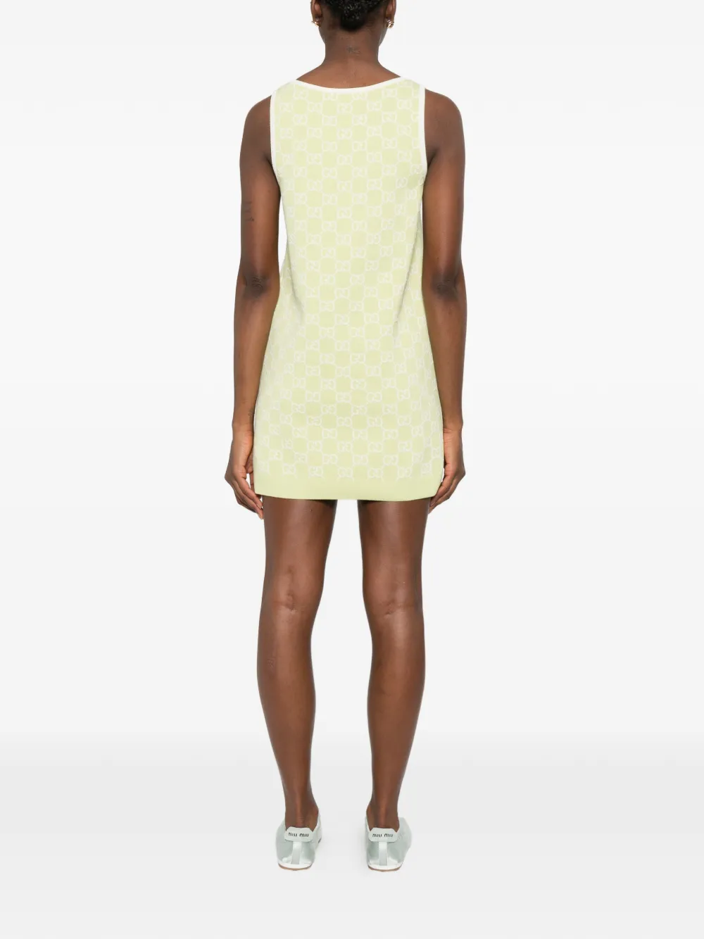 Gucci Gg-motif Mini Dress in Green, view 4