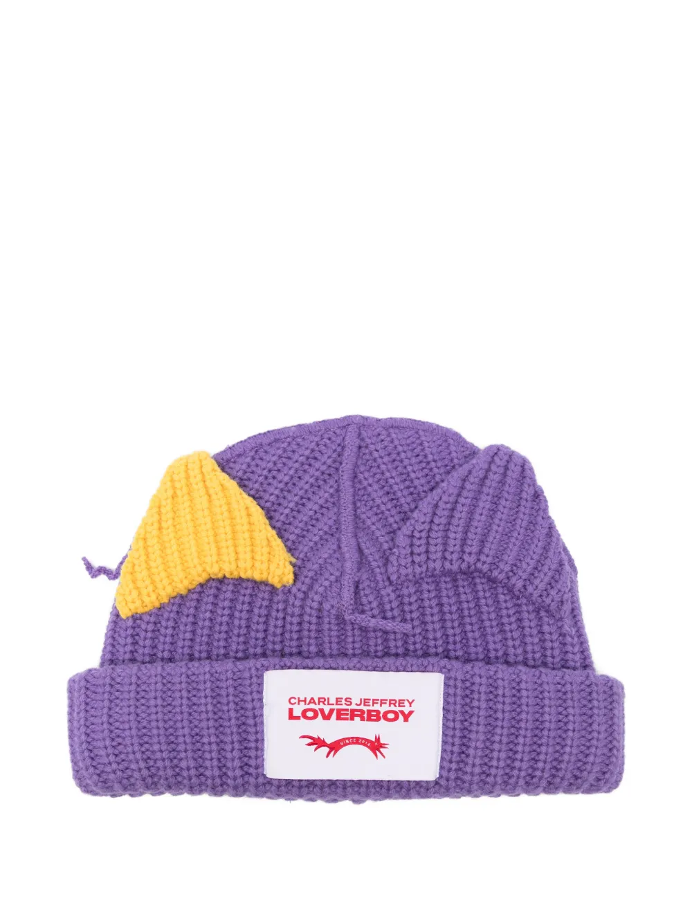 Charles Jeffrey Loverboy Chunky Ears logo-patch beanie hat - Viola