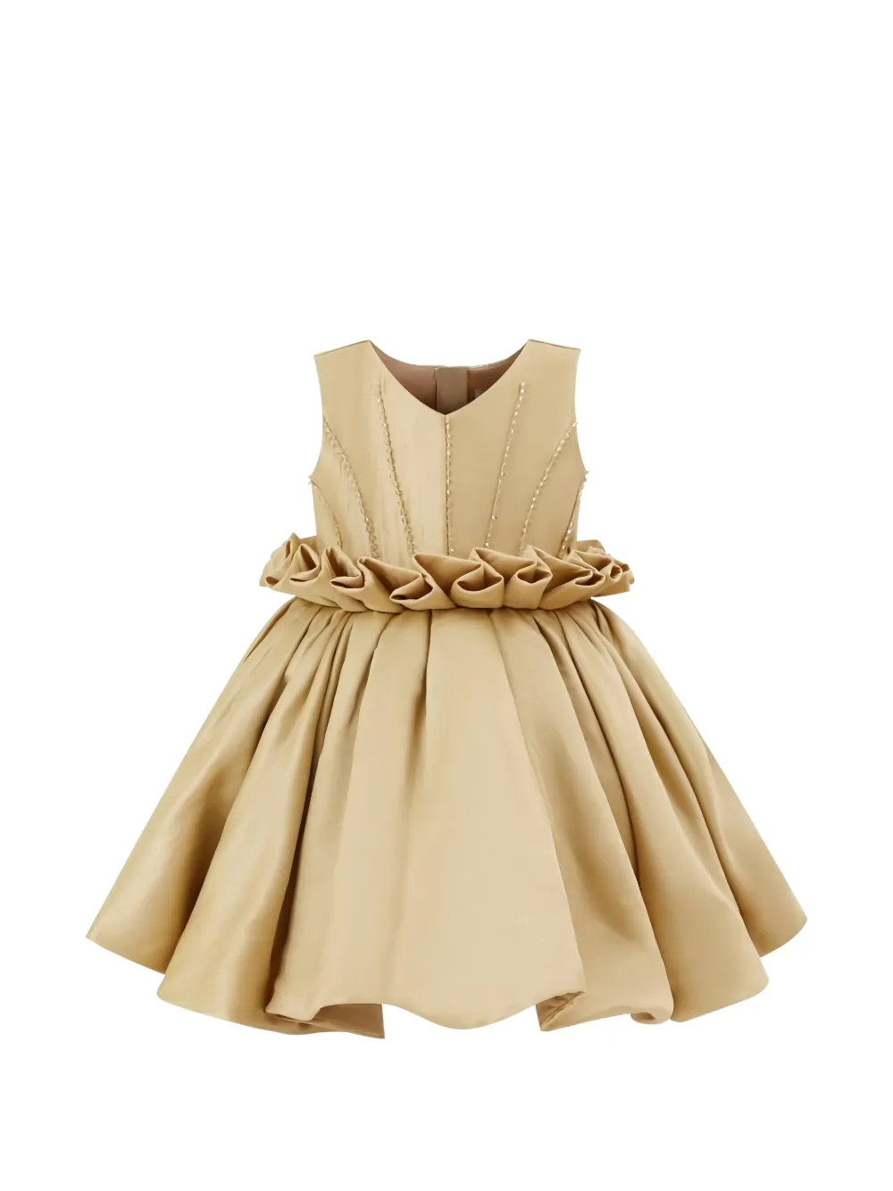 Tulleen Babies' Ruffled Waist Formal Dress In Brown