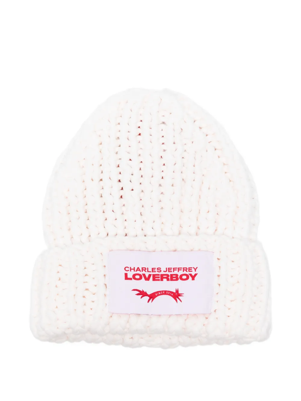Charles Jeffrey Loverboy Chubby logo-patch beanie hat - Bianco