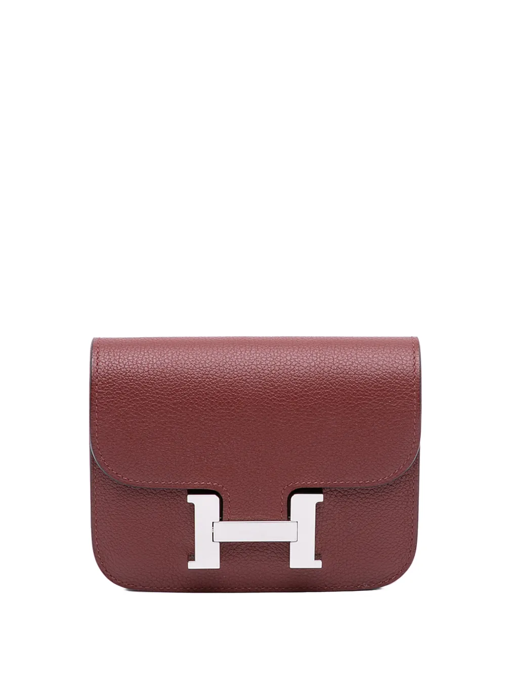 Pre-owned Hermes 2023 Clemence Constance Slim Wallet Small Wallets In Red