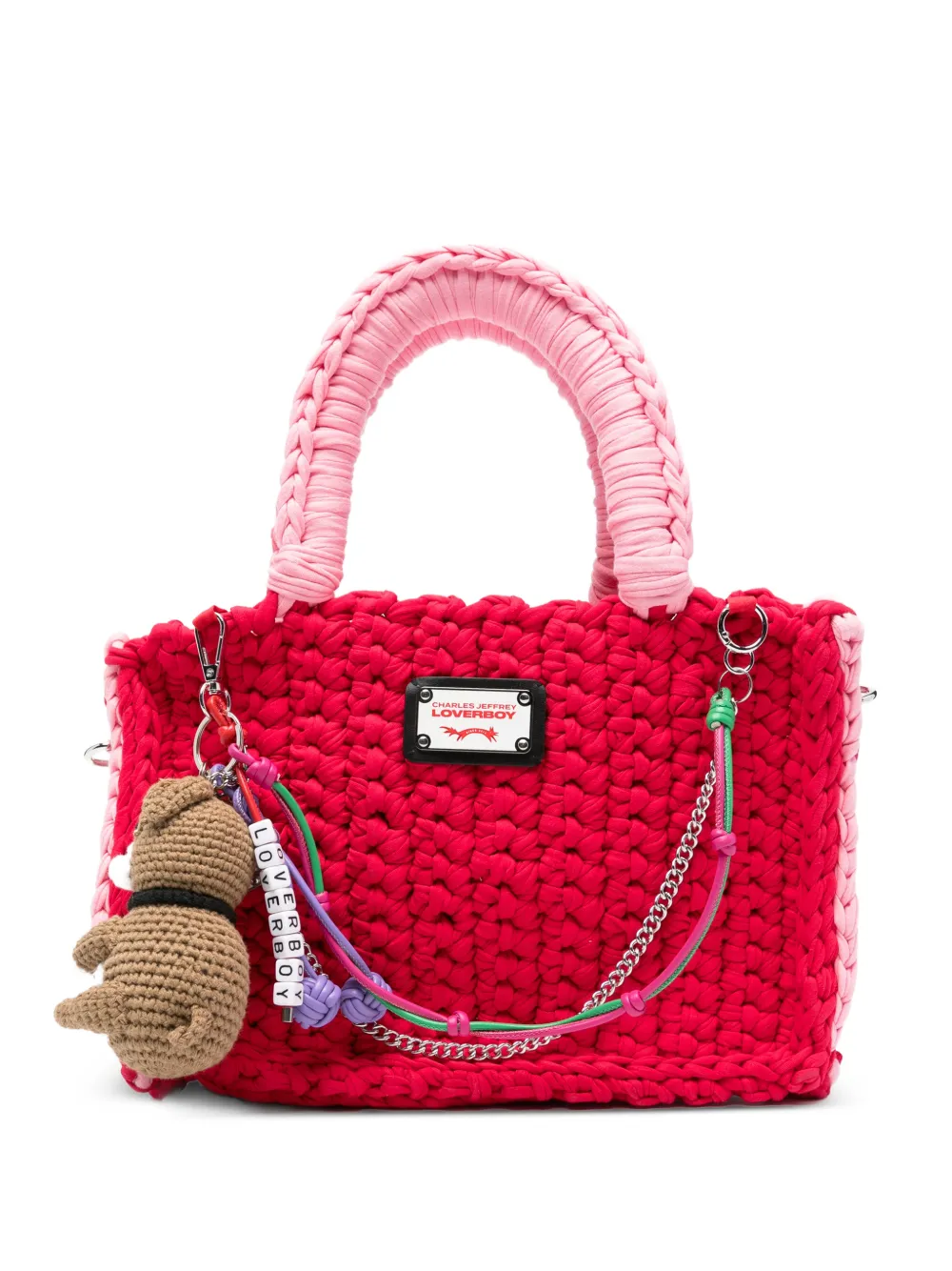 Charles Jeffrey Loverboy logo-plaque tote bag - Rosso
