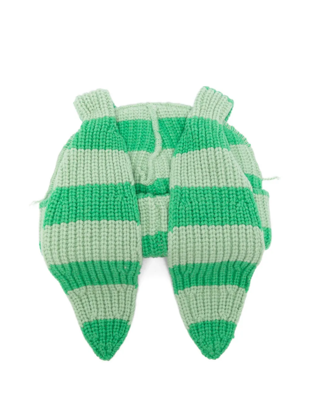 Charles Jeffrey Loverboy Chunky Rabbit Striped Beanie Hat | Green
