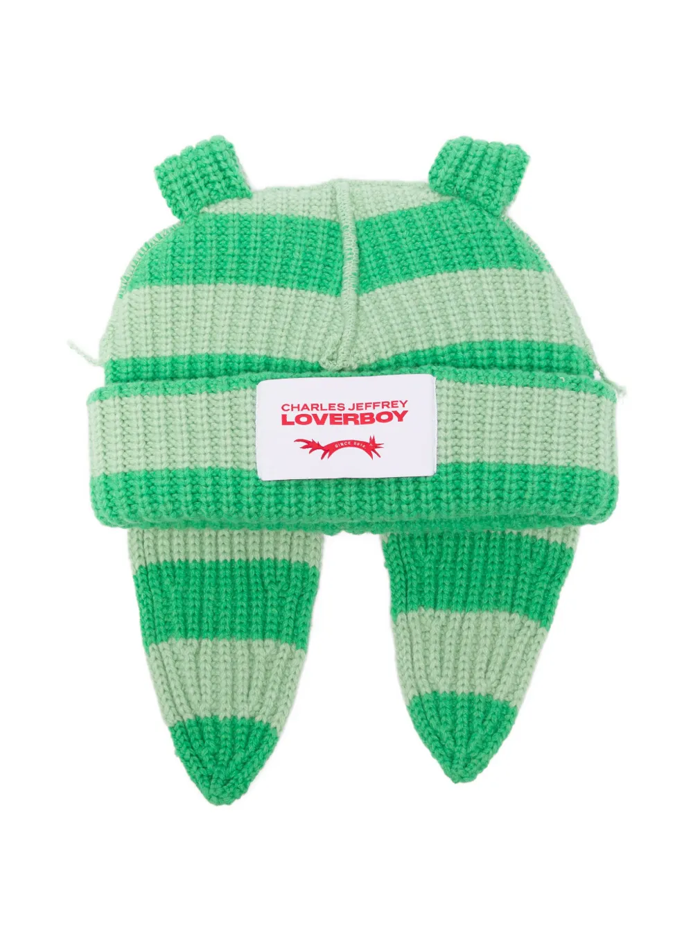 Charles Jeffrey Loverboy Chunky Rabbit striped beanie hat - Verde