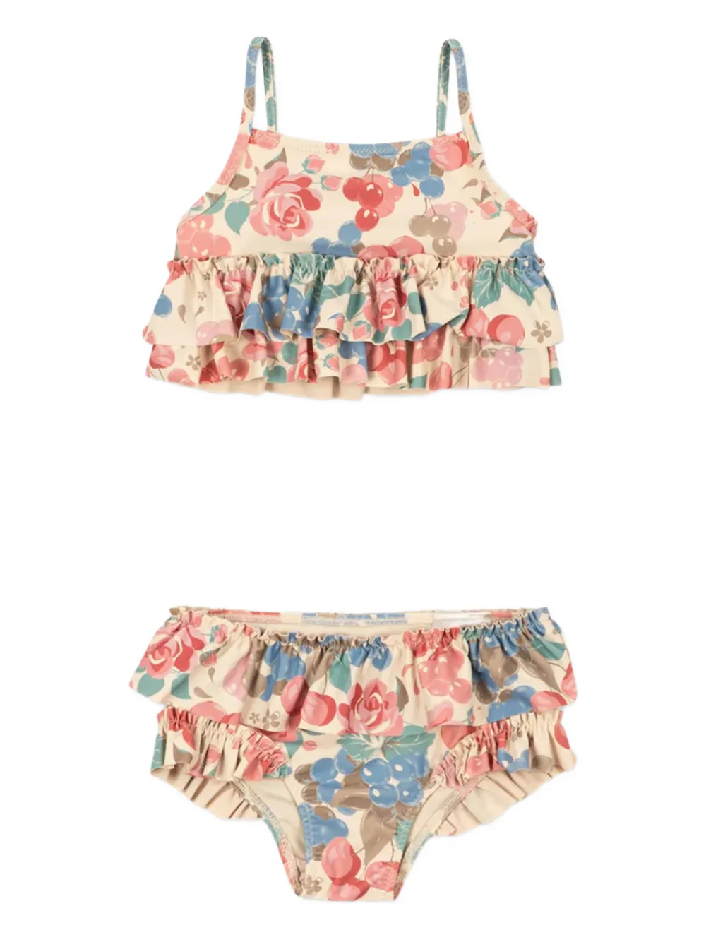 Konges Sløjd ruffled floral-print bikini - Nude