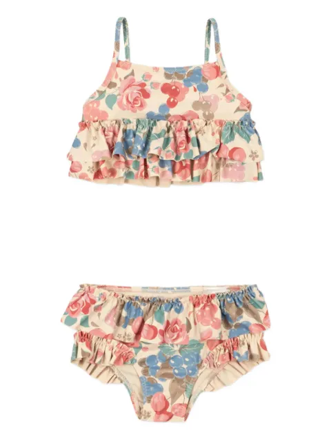 Konges Sløjd floral-pattern ruffled bikini