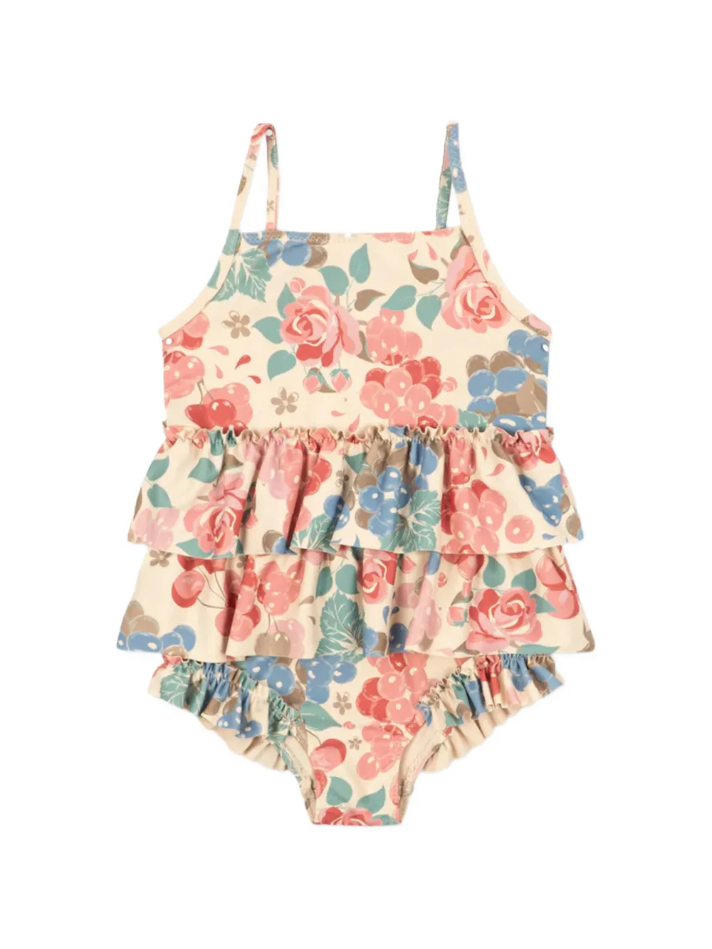 Konges Sløjd ruffled floral-pattern swimsuit - Toni neutri