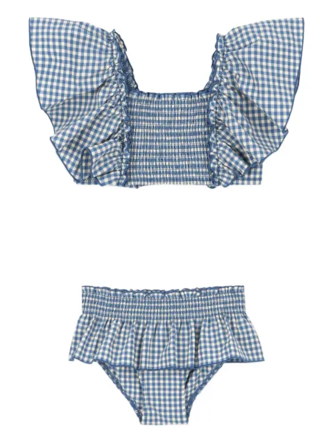Konges Sløjd ruffled gingham-pattern bikini