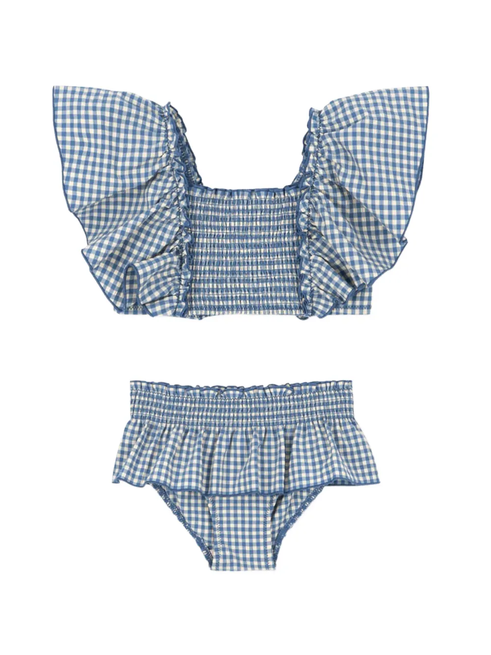 Konges Sløjd ruffled gingham-pattern bikini - Blu