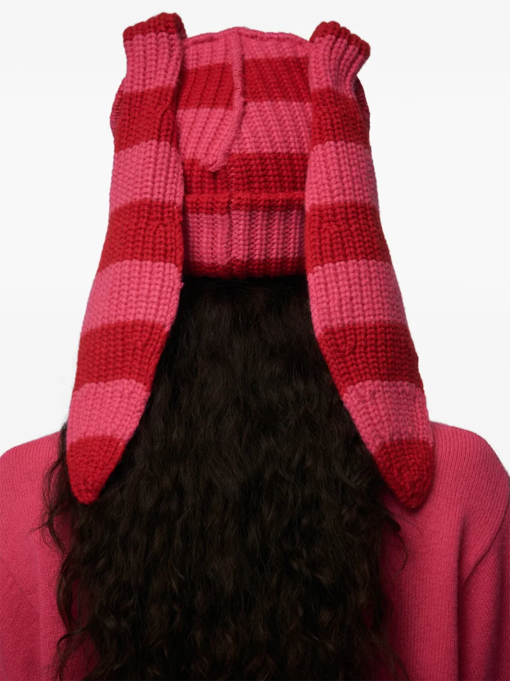 Charles Jeffrey Loverboy Gorro Chunky Rabbit a Rayas | Rojo