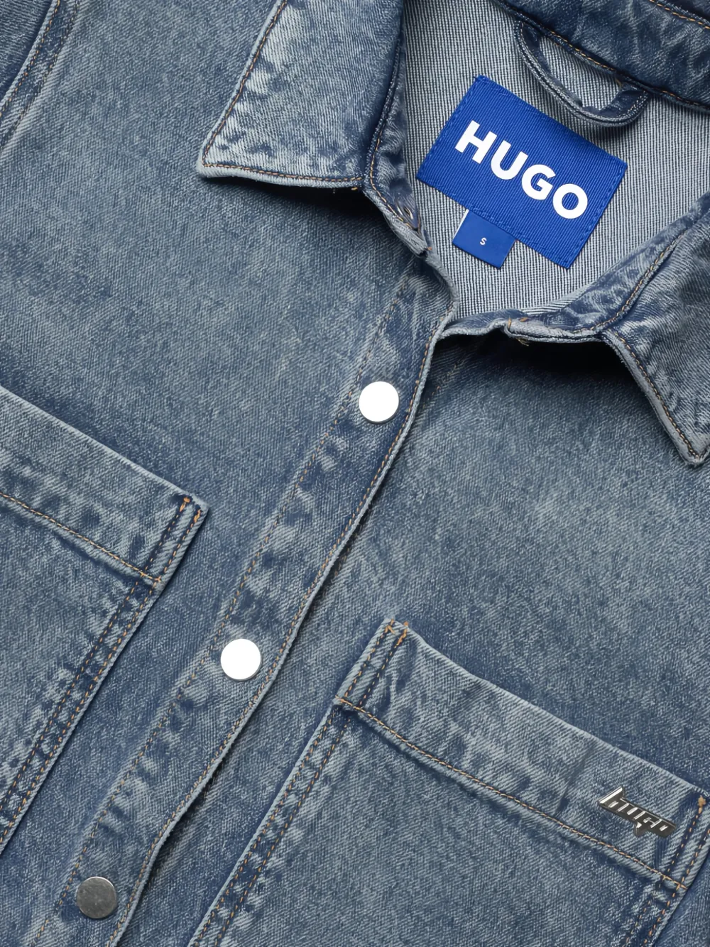  Hugo Buttoned Denim Mini Dress - Blue 