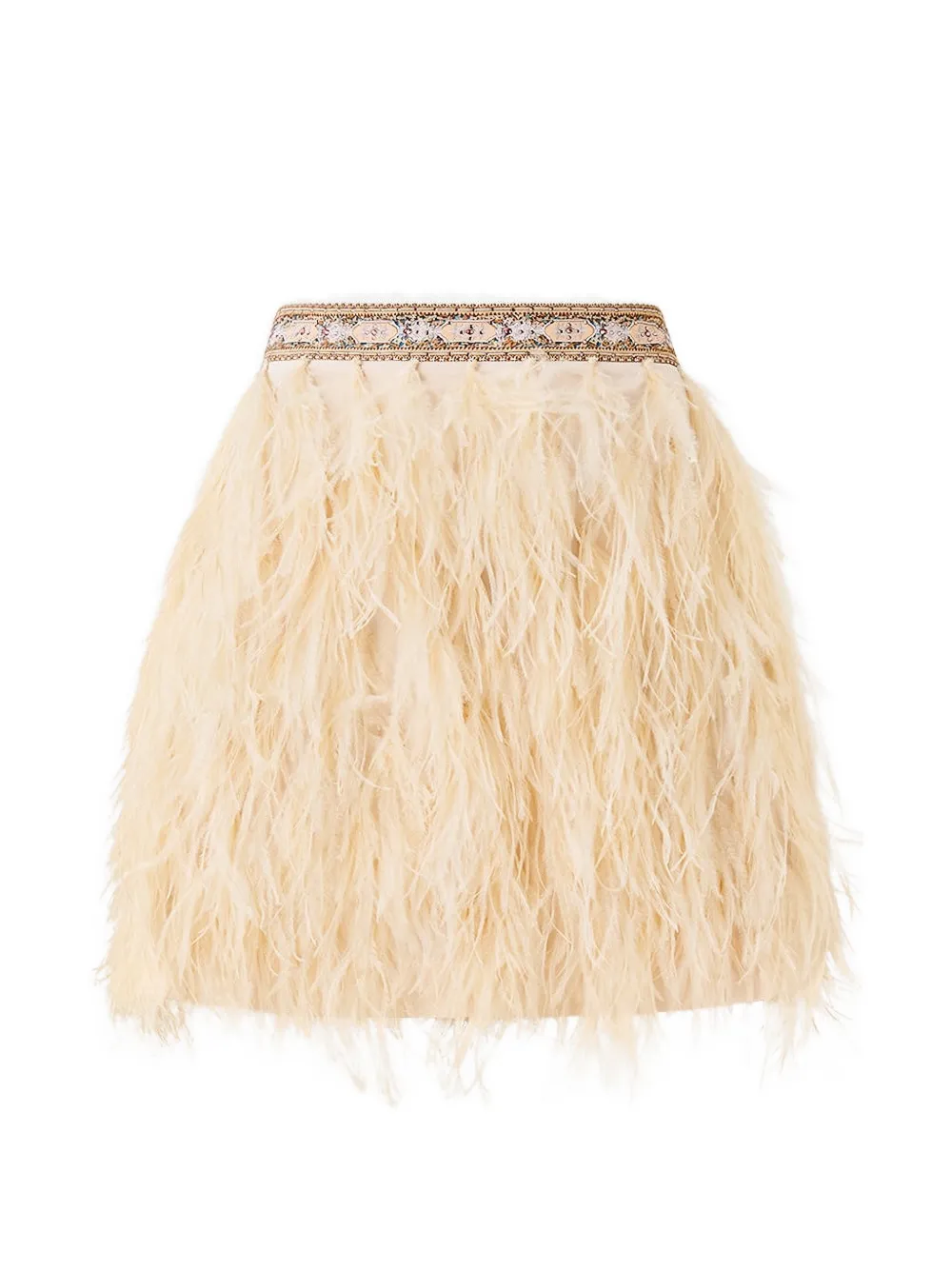 Camilla feather embellished skirt - Nude
