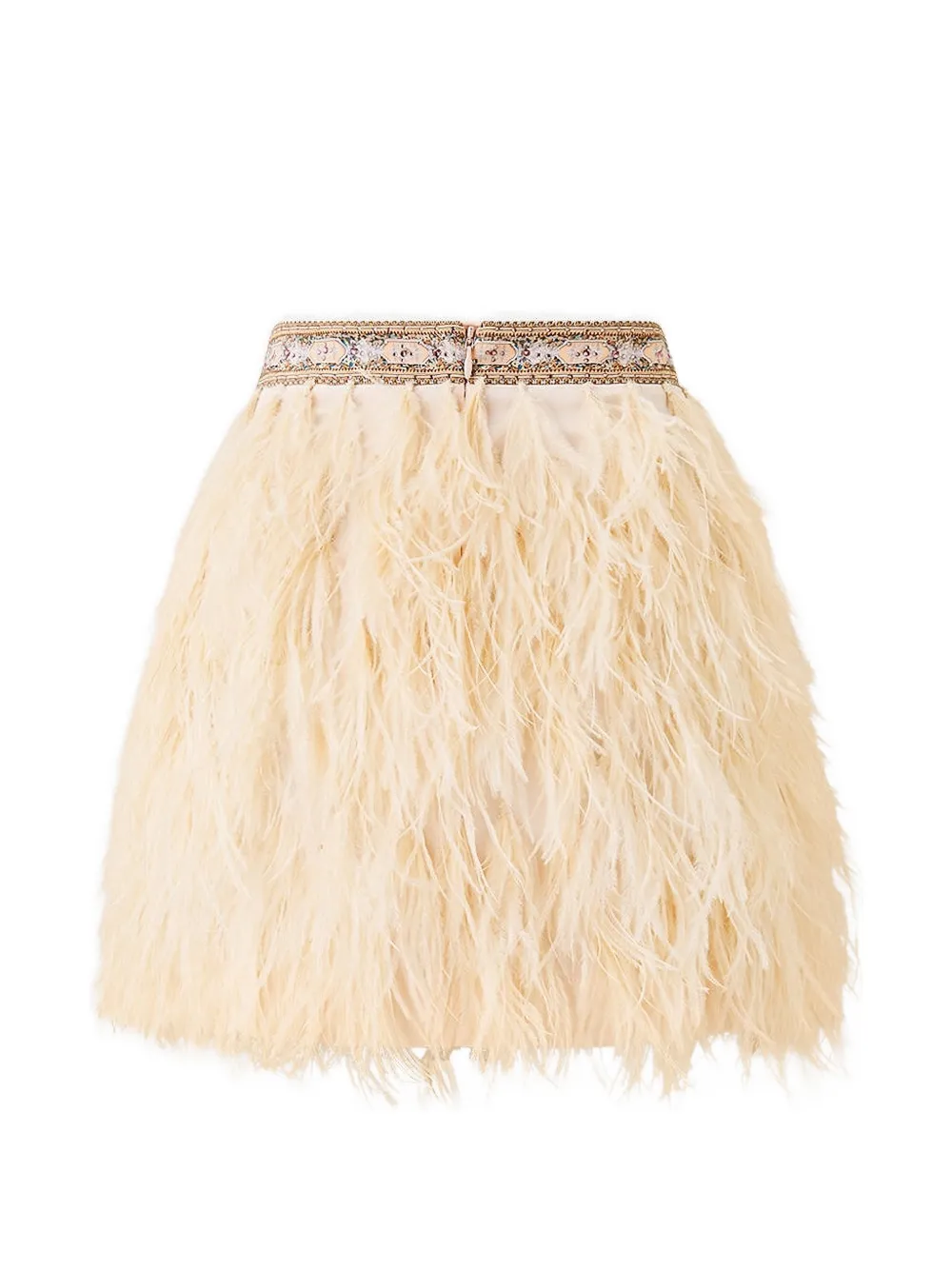 Camilla Rok verfraaid met veren Beige