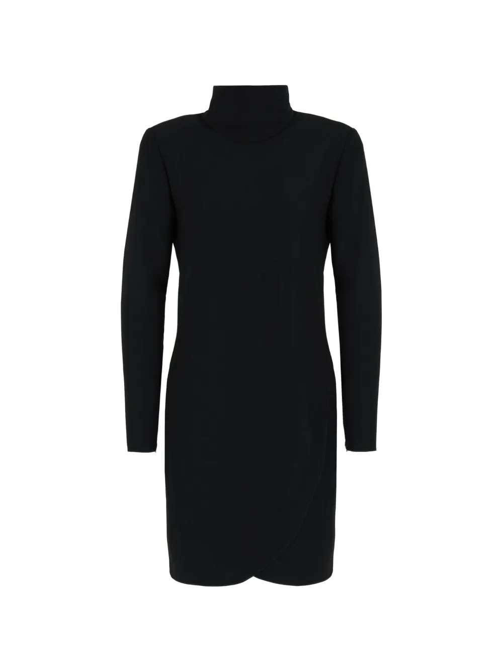 Emporio Armani Technical-Cady high-neck long-sleeve dress - Nero