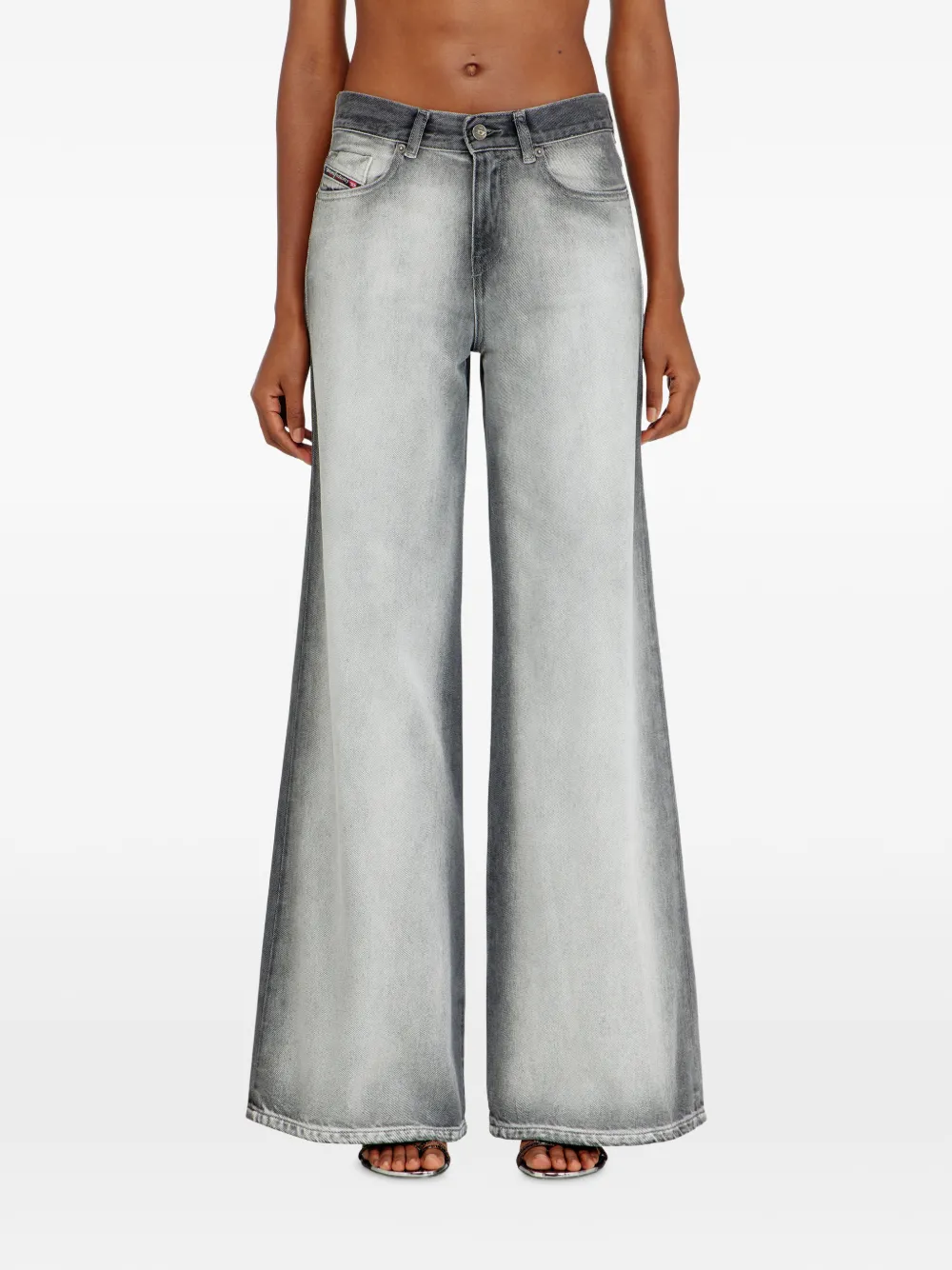 Diesel 1978 D-Akemi jeans met wijde pijpen Zwart